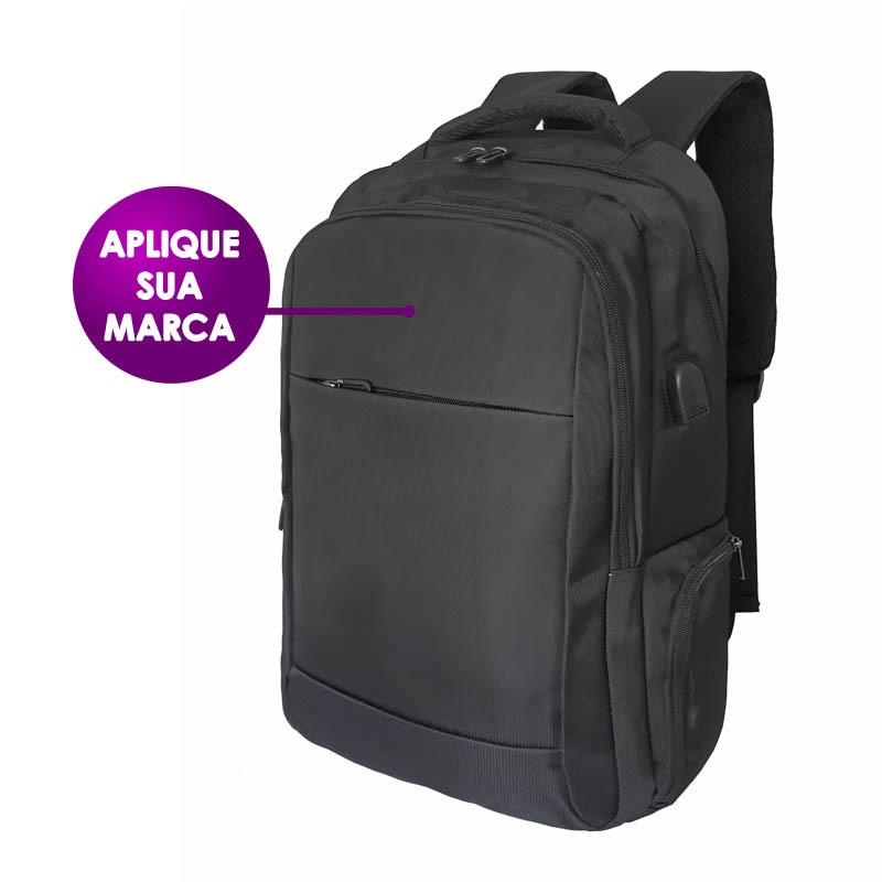 Mochila Personalizada com Bolso Antifurto cabo USB Mochila Personalizada com Bolso Antifurto cabo USB